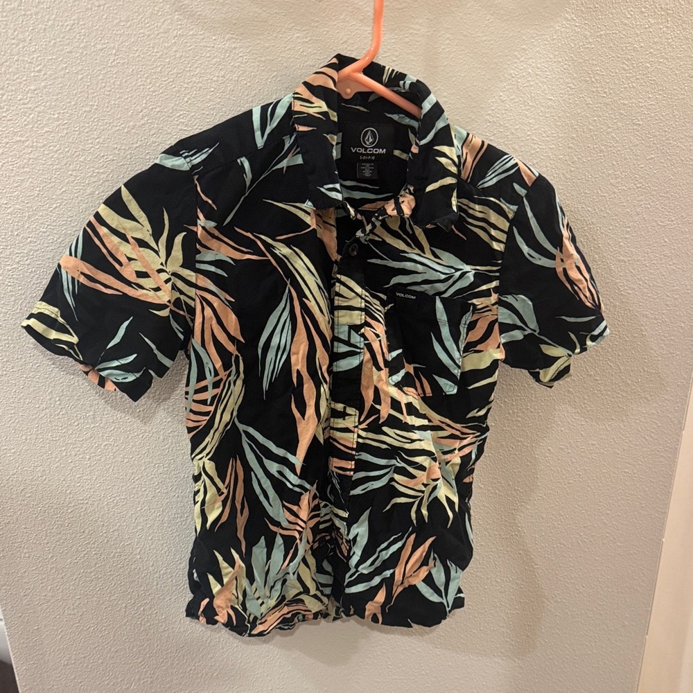 Volcom Boys Aloha Shirt - Black and Multicolor